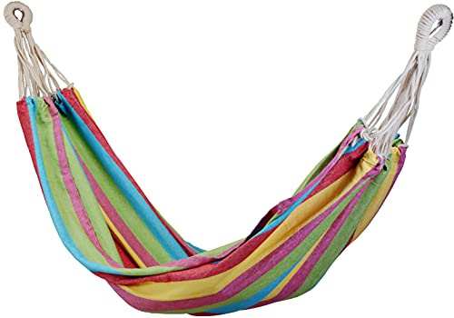 matrasa Hängematte für Garten & Camping 110x220 cm 100% Baumwolle Hammock bunt gestreift