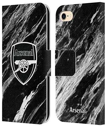 Head Case Designs Officially Licensed Arsenal FC Marble Crest Patterns Leather Book Wallet Case Cover Compatible With Apple iPhone 7/8 / SE 2020 & 2022