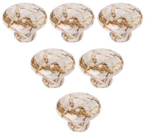 Creatwls 6 pcs Antike Möbelknöpfe und Griffe Marmor Keramik Griff für Küche Schränke Schranktür Knöpfe Schublade Zieht Küche Haus Dekoration Möbelgriffe