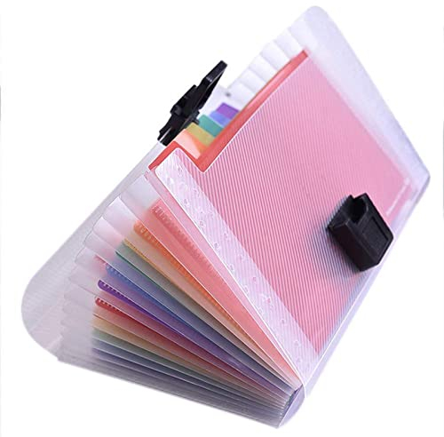 Classeur A6-18 x 11 x 3 cm - Avec 24 étiquettes - Classeur avec compartiments - Pour documents, reçus, bons (couleurs arc-en-ciel)
