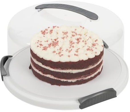 Extra Large Cake Carrier/Storage Container With Server - Holds up to 12 Inch 3-Layer Cake, Plate With Lid/Holder With Lid/Cover Clear Dome - Transports Pies or Other Desserts