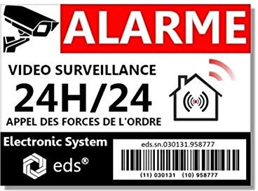 8 Aufkleber Alarm Video Überwachung Einbruchschutz für Haus, Gebäude, Gewerbe, Garage, Videoüberwachung, professionelle Qualität (Barcode)