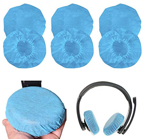 100 Pcs Nonwovens Earphone Covers Stretchable Headphone Covers, Dust for Most On Ear Headphones with 9-10.5cm Earpads, Blue