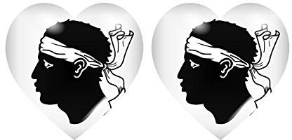 Akachafactory 2X Autocollant Sticker Drapeau Coeur Corse Corsica