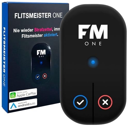 Flitsmeister ONE Blitzerwarner für Auto - Warnt vor Blitzern und Gefahrensituationen - CarPlay-Kompatiblen Flitsmeister-App - Startet Automatisch - Über 9 Millionen Nutzer - Kein ABO Erforderlich
