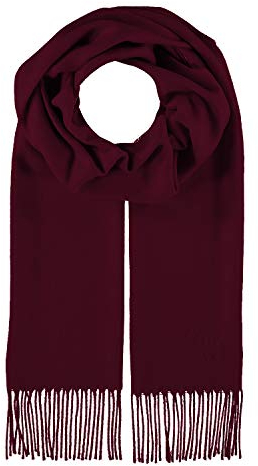 fiebig Cashmink Schal in Uni | Halstuch für Damen & Herren in Größe 180 x 30 cm | Made in Germany (One Size, Bordeaux)