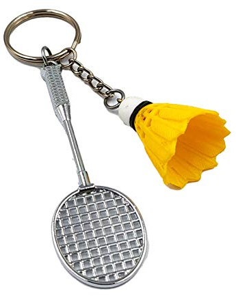 CUSROS 2 Stück Badminton Anhänger Schlüsselringe, Mode Dreidimensionale Schlüsselanhänger Für Souvenirpreise Gelb Einheitsgröße