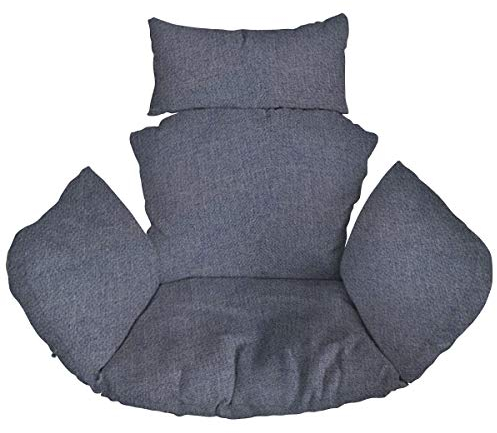 Hängesessel Kissen, Polster, Auflage für Polyrattan/Rattan Hängeschaukel, Hängekorb, Schaukel Korb, Rückenkissen in der Farbe Leinen blau [114]