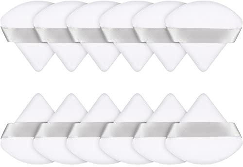 Puderquasten-Dreiecke für Gesicht, Make-up Puff für Puder, Weichkörper, Kosmetik Foundation Schwamm, Mineralpulver, nass, trocken, Make-up Werkzeug, 12 Stück (Weiß)