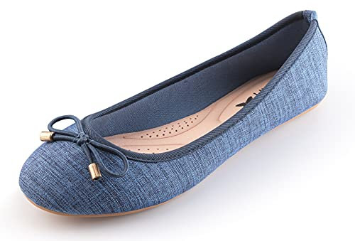 MIGILI 601 Bailarinas Mujer Zapatos Ballet Flats con Punto Cerrada (Azul, Numeric_39)