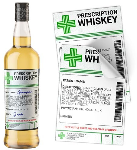 Whisky Prescription Medical Alcohol Bottle Gift Funny Drinks Sticker Label (1)