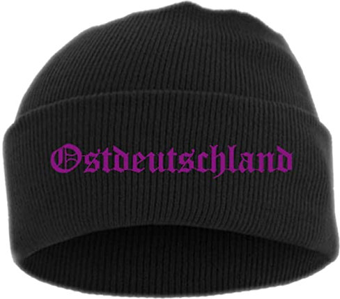 HB-Druck Ostdeutschland Umschlagmütze - Stickfarbe Lila - Mütze Bestickt Einheitsgröße Schwarz