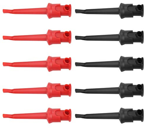 Clip de Gancho Prueba Plomo Cable Multímetro, Multimetro Sonda Digital Multímetro Mini Conjunto Herramienta Reparación Grabber Kit ic para Nuevo IC Pinza Cocodrilo (Negro y Rojo)