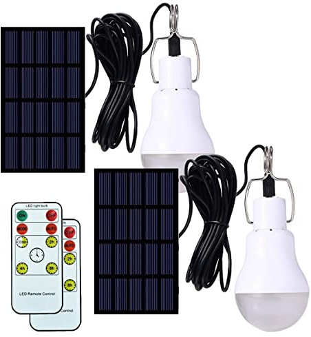 FLRONGSUN Solarlampe, 350 lm, solarbetrieben, tragbar, Camping-Licht, LED-Laterne, Outdoor-Lampe, Wandern, Angeln, Zelt, Innenschuppen, Hühnerstall, Hurrikan, Notfall aufladbar (2 Stück +