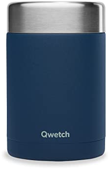 QWETCH - Boite Repas Isotherme - Lunchbox Inox - 5h Chaud et 7h Froid - Sans BPA, Étanche & Reutilisable (Bleu, 600ml)