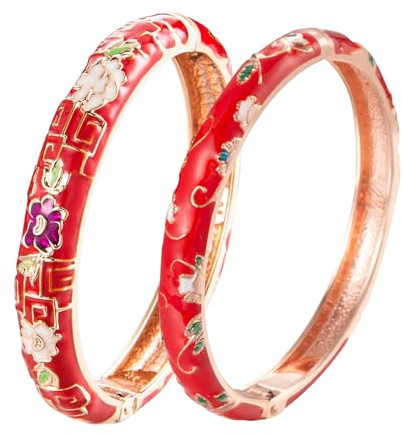 Wynameleri Emaille Breiter Armreif mit Goldrand für Frauen, Handgemachtes Emaille Breites Armband für Damenarmreif
