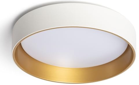 LEDKIA LED-Deckenleuchte 20W Rund Metall Ø450 mm CCT Wählbar Broadway Weiß | CCT Wählbar für Warm-, Neutral-, Kaltes Licht | Ø450 mm für Wohnzimmer, Küche, Schlafzimmer