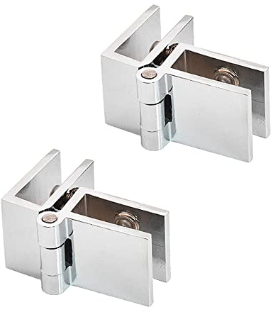 2Pcs 90° Heavy Duty Bathroom Clamp,Zinc Alloy Glass Door Hinge Square Two-Way Fixed Glass Door Hinge Clamp Cupboard Showcase Cabinet Clip