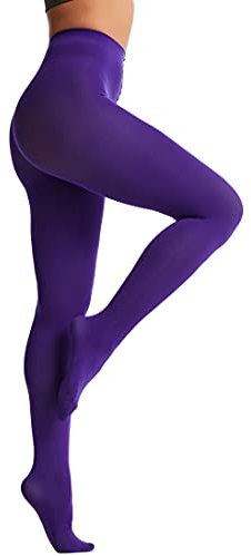 Frola Dames Collants Semi-opaques Lisses Pantalon Collant à Pieds Microfibre Souple Contour Collants de Femmes 80 DEN(XXL-3XL,Pourpre)