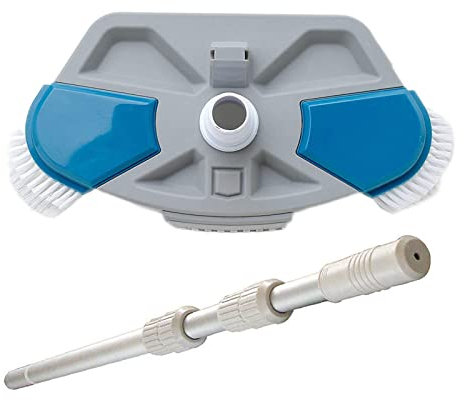 Schwimm Becken Staubsauger mit Griff Vakuumkopf Teich Brunnen Spa Bürste Unterwasser Skimmer Manuelles Wartungsset,Gray,33cm