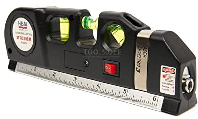 HBM Wasserwaage mit Laser und integriertem Maßband 250 cm