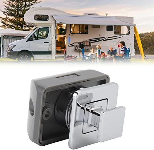 Tissting Cerradura de Puerta con Botón, Cerradura de Aleación de Zinc ABS con Bloqueo y Mango para Gabinetes de Cocina, Puertas de Armario y RV, 1 Unidad, para Uso en Hogar y Autocaravana