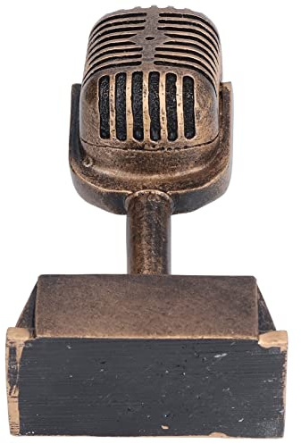 KIMISS Musik Award Trophäe & Mikrophon - 16,5 cm Tischornament für Karaoke und Gesangswettbewerb, Retro Design aus Kunstharz