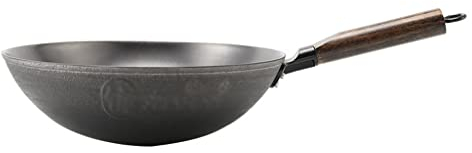 OQHAIR Wok de Fondo Grueso para Cocinar Utensilios de Cocina Tapa Cocina de Inducción Wok de Gas Sartén Sartén Utensilios de Cocina Sartén (D 32 * 53cm*10cm)