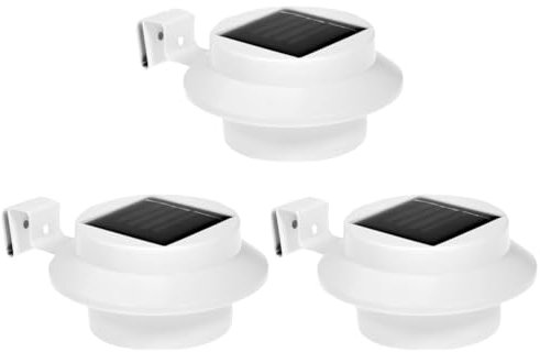 Housoutil Solar Gutter Fence Lights, 3PCS Outdoor Waterproof LED Solar Fence Light, White Garden Wall Light for Fence Lobby Pathway Garden