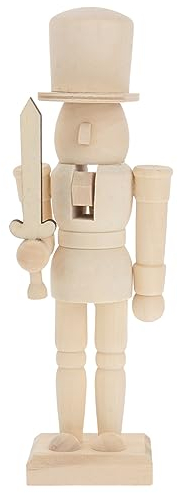 Ciieeo Weihnachts-Nussknacker Aus Holz Zum Selbermachen 1 Stück Unbemalte Marionette Aus Walnuss-Soldat Unfertiger Weihnachts-Nussknacker-Rohling Zum Ausmalen