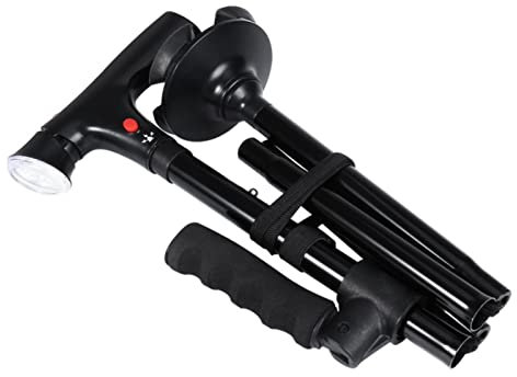 Canne télescopique pliable pour personnes âgées LED avec alarme – Bâtons fidèles de marche pour mères et pères, béquilles fiables