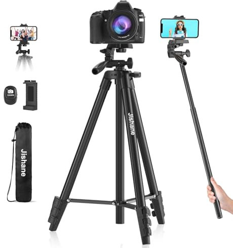 Jishane 71 Camera Phone Tripod & Selfie Stick for iPhone with Remote Phone Holder and Carry Bag, Lightweight Portable Camera Stand Compatible with Phone/Camera/Projector/DSLR/SLR