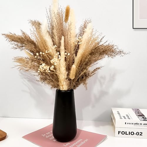 Aoderun Blumenvase Modern Vase Keramikvase Pampasgras mit Vasen Deko (Schwarz)