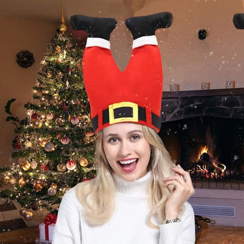 Akxlax Weihnachtsmützen Nikolausmütze Erwachsene Lustig Witzig, Weihnachtsmütze Grinch Mütze Wichtelmütze Dunkelrot Lang, Weihnachtsmann Mütze, für Festliche Partys Neuen Jahr (Rot)