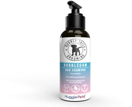 HugglePets Bubbly Tails Bubblegum 2 in 1 Hypoallergenic Whitening Dog Shampoo & Conditioner 500ml. Fragrant Grooming Clean Fresh-Smelling Pups. Paraben Free and Vegan Friendly Cruelty Free Dog Shampoo