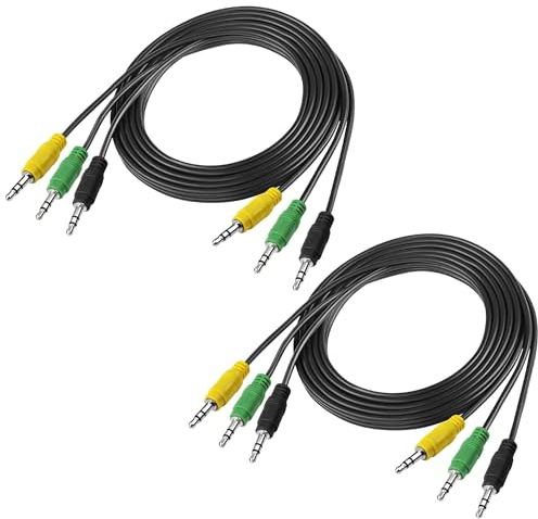XMSJSIY 3.5mm 1/8 TRS cavo audio stereo 3 maschio a 3 maschio AUX cavo per 5.1 altoparlante multimediale compatibile -1.5M / 4.9FT 2PCS