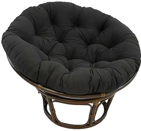 Yahbrra Papasansessel Kissen, Polster Bodenkissen für Schwenksessel, Rund Papasan Sessel, Polyrattan Sessel Durchmesser 100 cm und Kissenstärke 10-12cm (Color : Schwarz, Size : 60 * 60cm)