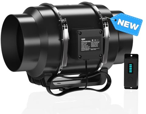 AITECAC Inline Fan 6 Inch, CloudStorm T6 Duct Fan with Temperature and Humidity Controller, Silent Energy Saving Grow Tent Fan for Heating Cooling Booster, Hydroponic (CloudStorm S6)