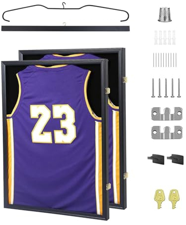 Trikot-Rahmen, Trikot-Ausstellungsrahmen, Jersey Frame Vitrine Schattenbox Mit UV-Schutz Für Baseball, Basketball, Fußball, Hockey, Sport-Shirt 2 pcs,80.2 x 60.2cm