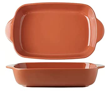 Plat de cuisson au four, plats de cuisson en céramique, plat de cuisson en céramique rectangulaire avec poignée, poêle à lasagnes à rôtir, ustensiles de cuisson for la cuisine, rouge (Color : Red)