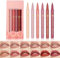 6PCS flüssiger Lippenstift & Lipliner Set, 2-in-1 Nude Matte Shades Lippenstift-Lipliner-Bleistift für die Skulptur-Füllung, lang anhaltende intensive Farbe, Antihaft, Frauen Make-up-Set (A)