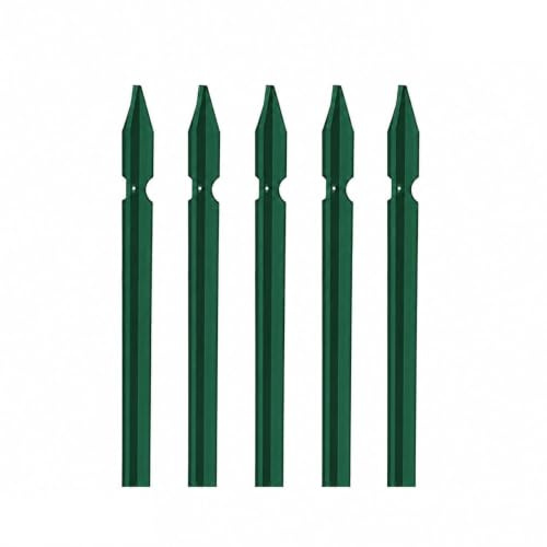 MED - 5 PZ Palo Paletto in ferro a T 30x30x3 mm Plastificato Verde per Rete Recinzione Metallica – Altezza 200CM – Robusto, Anticorrosione – TUTTE LE MISURE - MADE IN ITALY (5 PZ H. 200 CM)