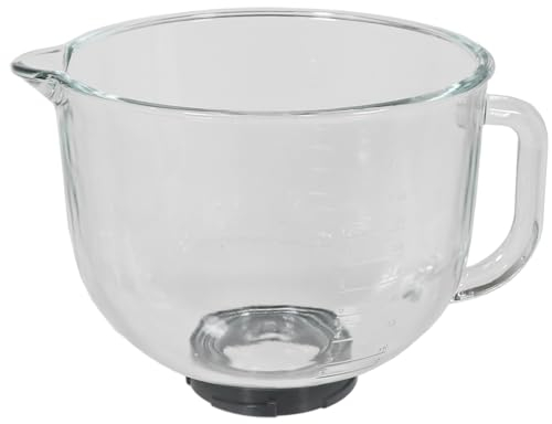 SPARES2GO Glass Mixing Bowl Compatible with Kenwood KMX750 KMX760 Series Food Processors (5L, 4-Lug)