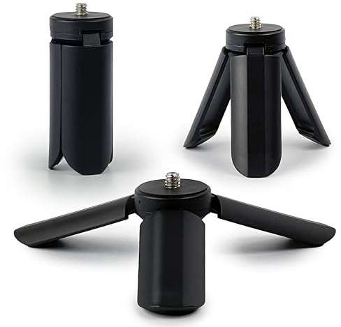 MyGadget Mini Treppiede con Vite 1/4 - Supporto per Webcam - Tripod Compatto per Viaggi o Attività all'aperto - Compatibile con Fotocamere fino a 3 kg - Nero