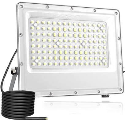 Foco Led Exterior 100W,Fosingut 6500K Blanco Frío Focos LED Interior,144 LEDs IP65 Impermeable Proyector LED Exterior, 10000LM Superbrillante Lampara Pared para Jardín, Garaje, Patios, Parque, Terraza