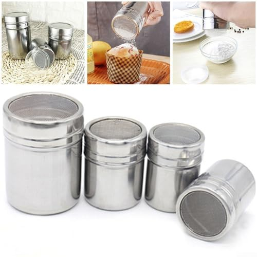 Shaker en acier inoxydable facile à utiliser pour saupoudrer les poudres et les épices (XL)
