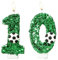 Bolosa Geburtstagskerzen Zahlen, Kerzen Geburtstag 10, Geburtstag Kerzen Fußball mit Grüne Pailletten für Kinder, Jungen Mädchen, Geburtstagsdeko, Geburtstag Party, Jubiläum
