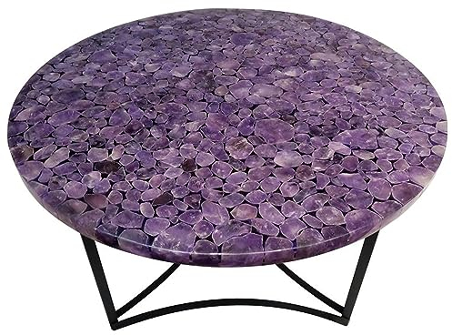 Gifts And Artefacts 137,2 x 137,2 cm runde Form Marmor Esstisch Tischplatte Amethyst Stein Epoxy Meeting Tisch für Büro Dekor