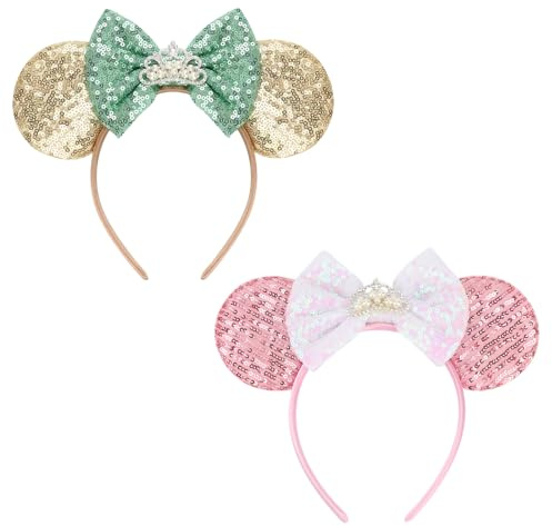 AQOKKA Mouse Ears Headbands with Bow Minnie Ears Cosplay Costume Hair Accessories for Women Birthday Party Decoration