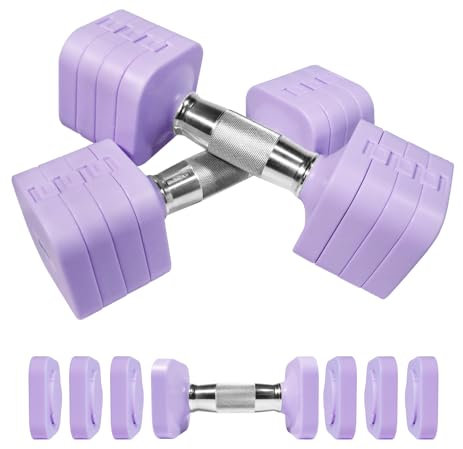 10KG Hanteln Verstellbar, 4-in-1 Kurzhanteln 2er Set (2/3/4/5 kg pro Hantel) für Frauen Männer, Gewichte Hanteln Adjustable Dumbbell Set für Gym Home Fitness Krafttraining - Violett